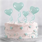 Plastic Mint Blue Heart Topper (Pack of 4)