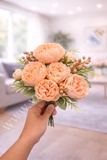 PB12 Apricot Orange Peony Bunch 4B+4S