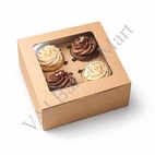 Eco-Friendly Kraft Cup Cake Box - 4 Cavity (Pack of 2)