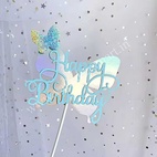 BTS3 Blue Glitter HBD Topper with 3 Butterflies