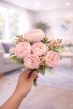 PB11 Soft Baby Pink Peony Bunch 4B+4S