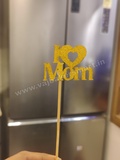 I Love Mom Gold Glitter Paper Topper (1Pc)