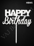 HBW5 White Happy Birthday Topper