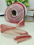PR10 Pearl Organza Ribbon 1M - Wine Red