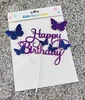 BTS1 Purple & Blue Glitter HBD Topper with 3 Butterflies