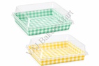 Square Direct Baking Liner with Lid 250gms (Pack of 5) (Green or Yellow Pattern)