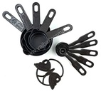 Black 250ml Measuring Cup and Spoon Set of 10 pc (Plastic)