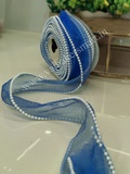 PR13 Pearl Organza Ribbon 1M - Medium Blue