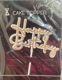 HB36 Acrylic Double Layer White & Gold Happy Birthday Topper