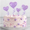Plastic Pastel Purple Heart Topper (Pack of 4)