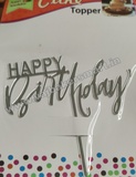 HBS1 Silver Acrylic Happy Birthday Topper