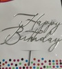 HBS2 Silver Acrylic Happy Birthday Topper