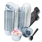 BS4 Silver Metallic Cup Cake Liners with Lid (Pack of 10)