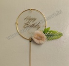 Imported Round Transparent Topper with Flower