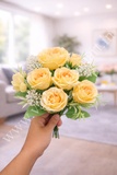 RB19 Pastel Yellow Rose Bunch 5R+MF