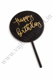 Coloured Acrylic Happy Birthday Topper (Black)