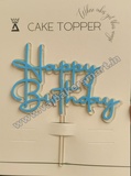 HB31 Acrylic Double Layer White & Blue Happy Birthday Topper