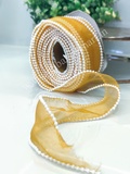PR16 Pearl Organza Ribbon 1M - Mustard Yellow