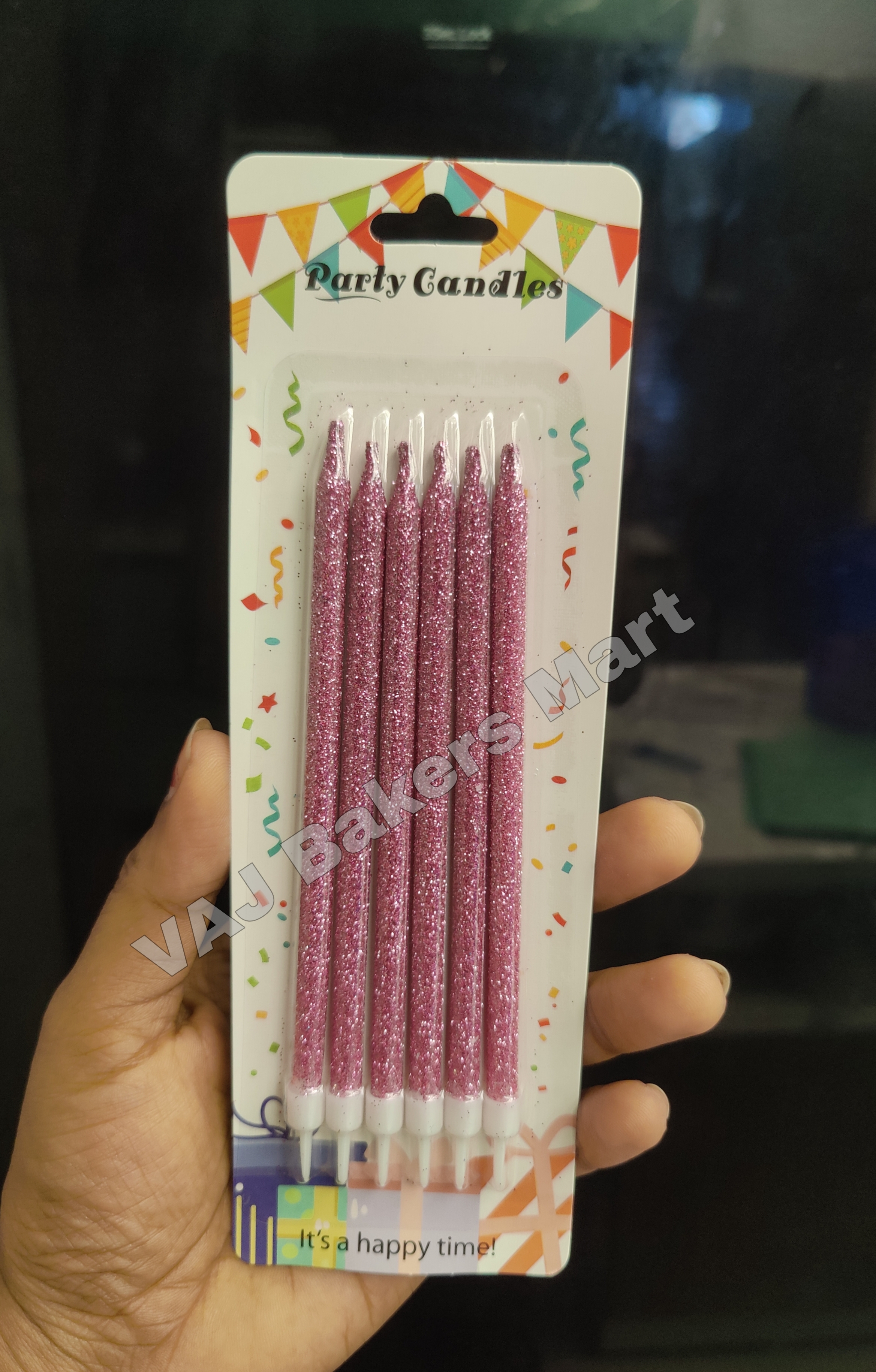 Pink Glitter Candles