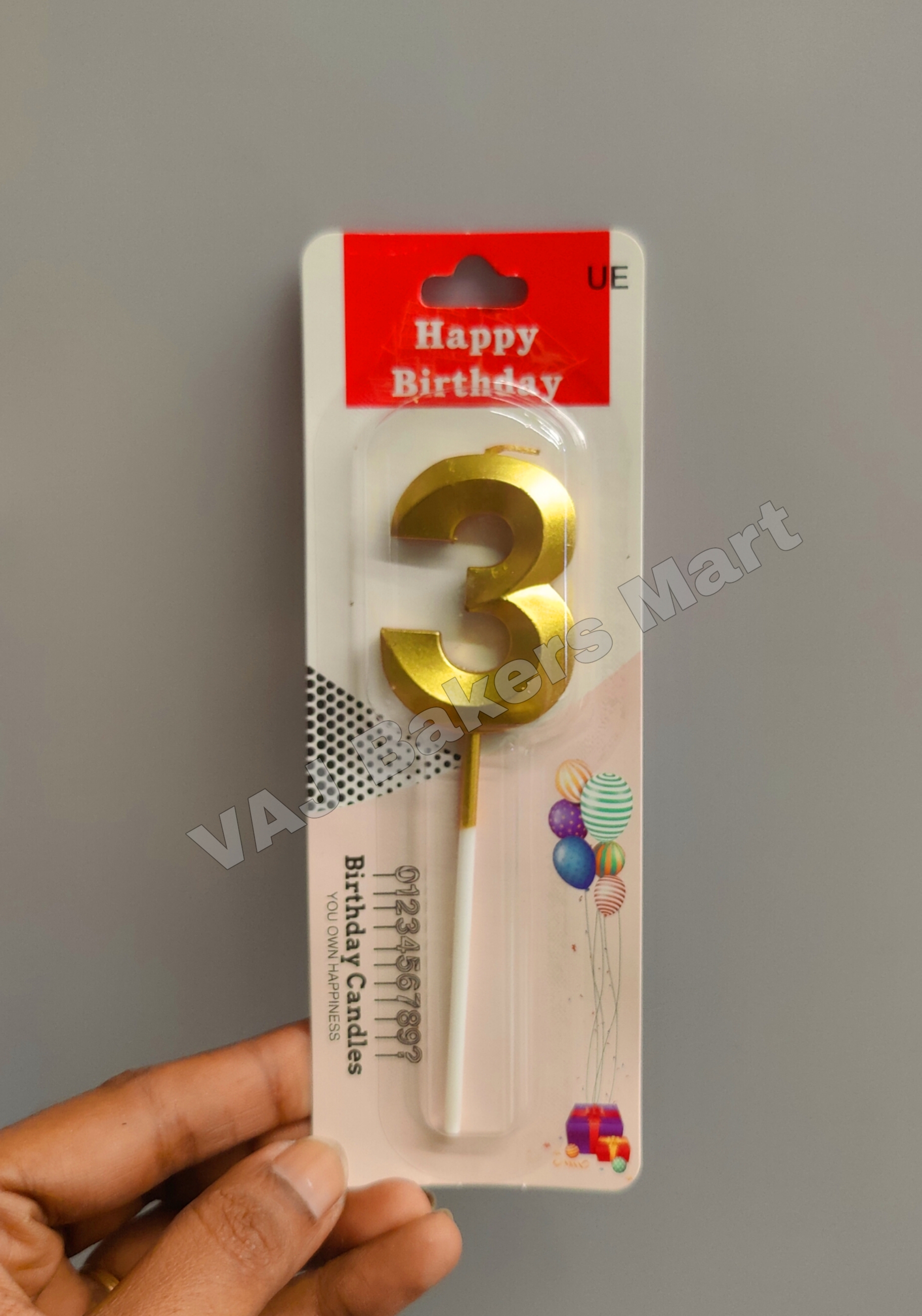 Imported Numerical Candle No.3 with Stick