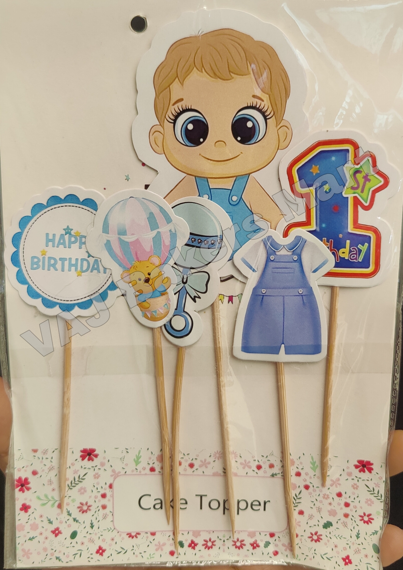 PT45 1st Bday Boy Baby Theme Topper