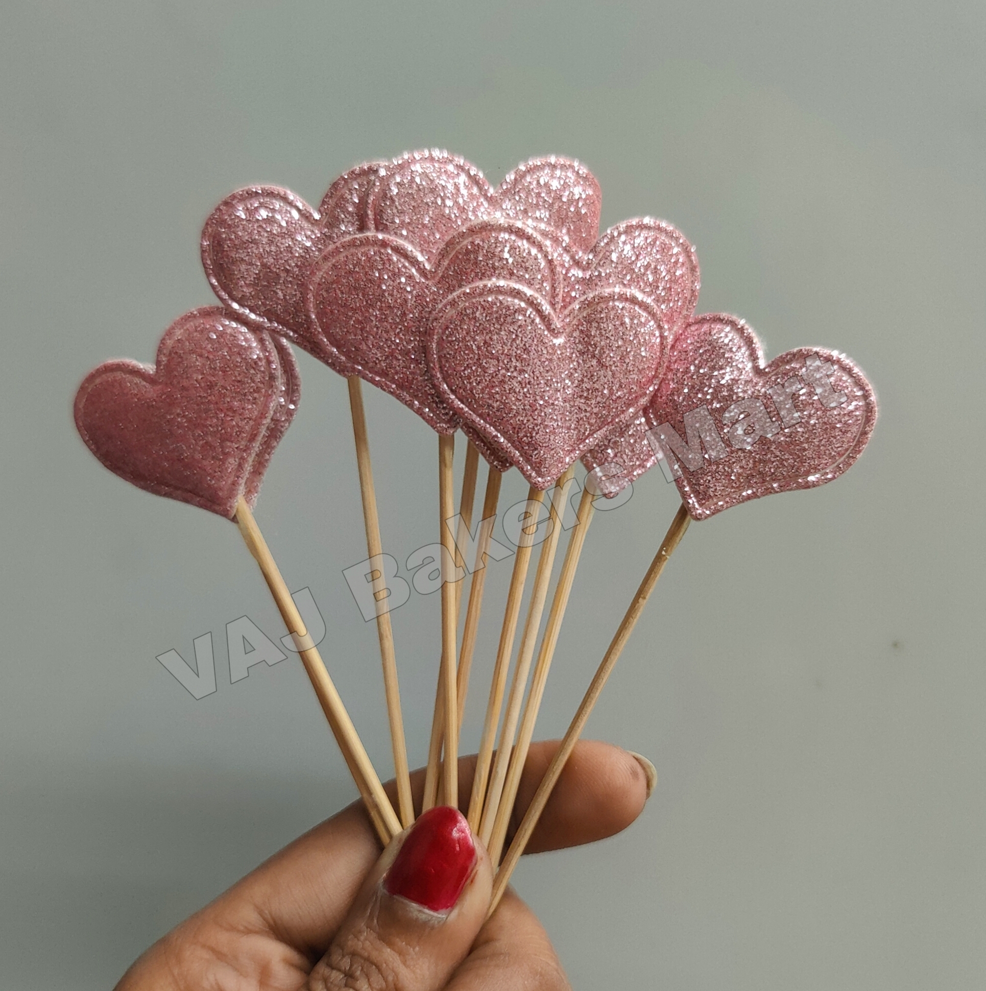 Glitter Pink Heart Topper