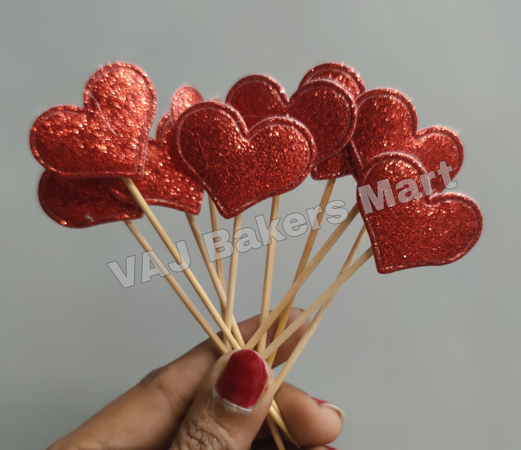 Glitter Red Heart Topper