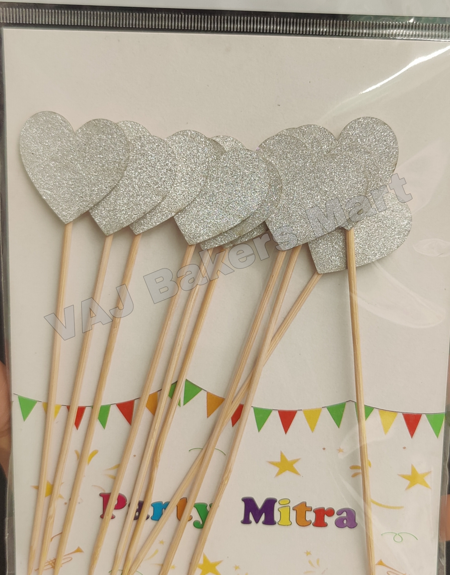 Glitter Silver Heart Topper Big