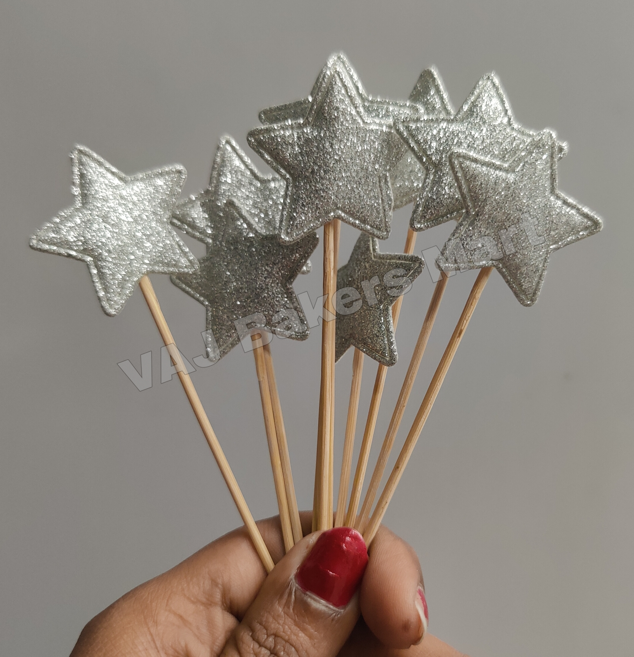 Glitter Silver Star Topper