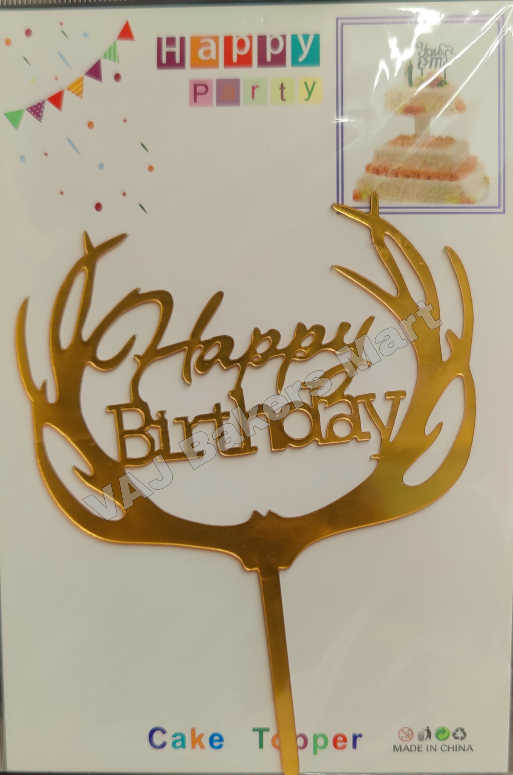 HB17 Acrylic Happy Birthday Topper