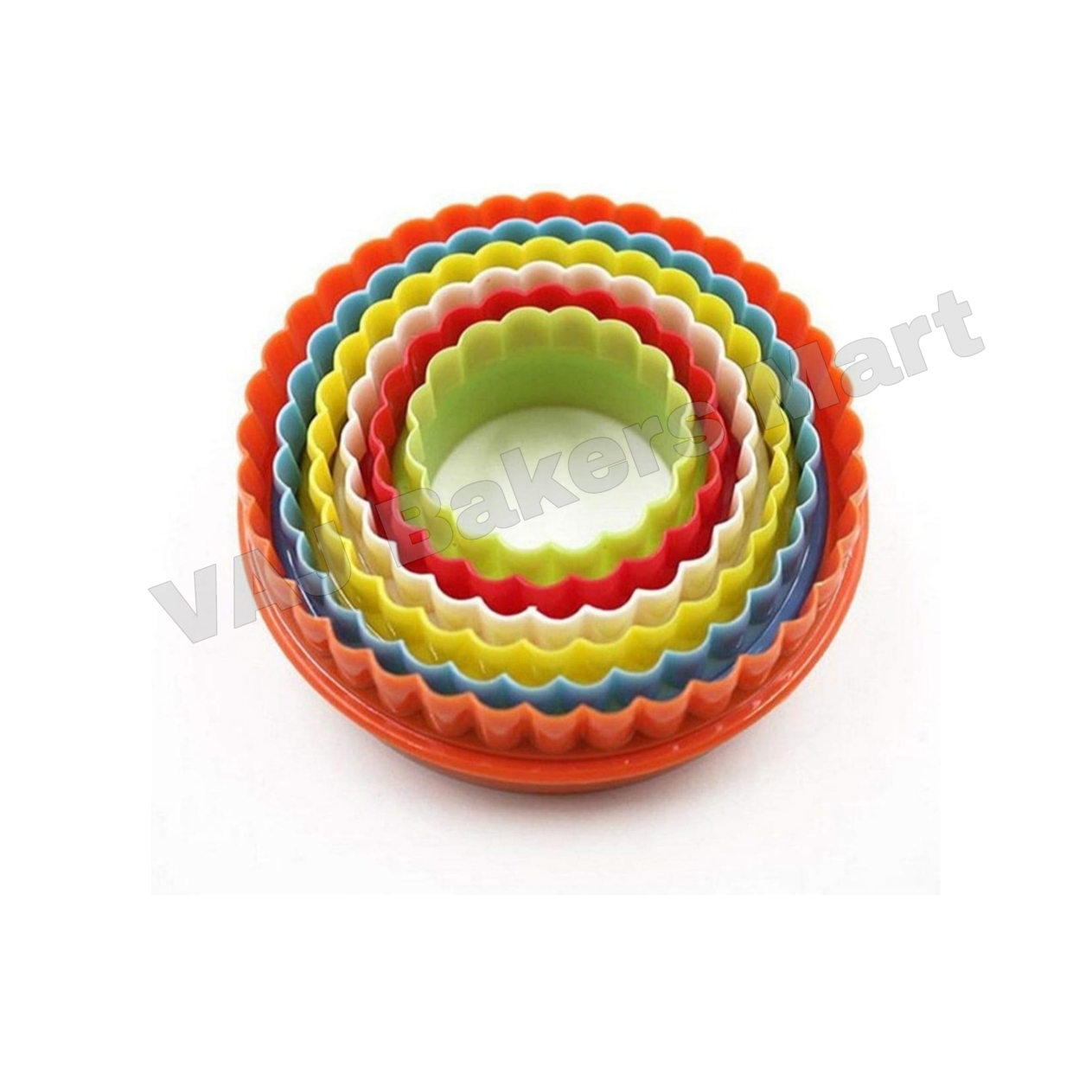 Colourful Round Shape Cookie/Biscuit/Fondant/Cake Cutter - 5pcs