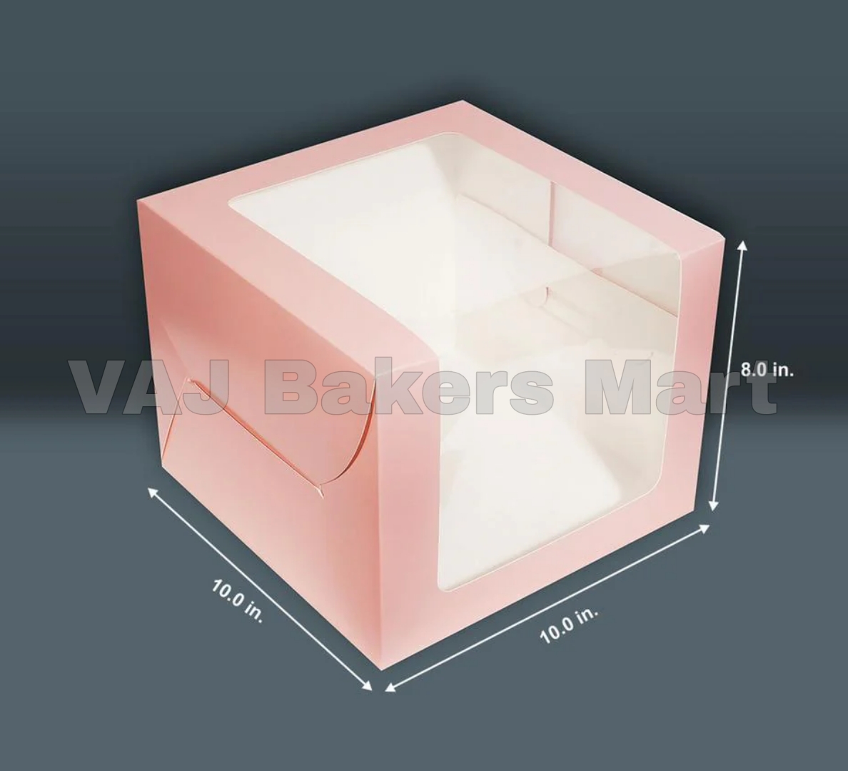 10" x 10" x 8" Tall Cake Window Box Peach