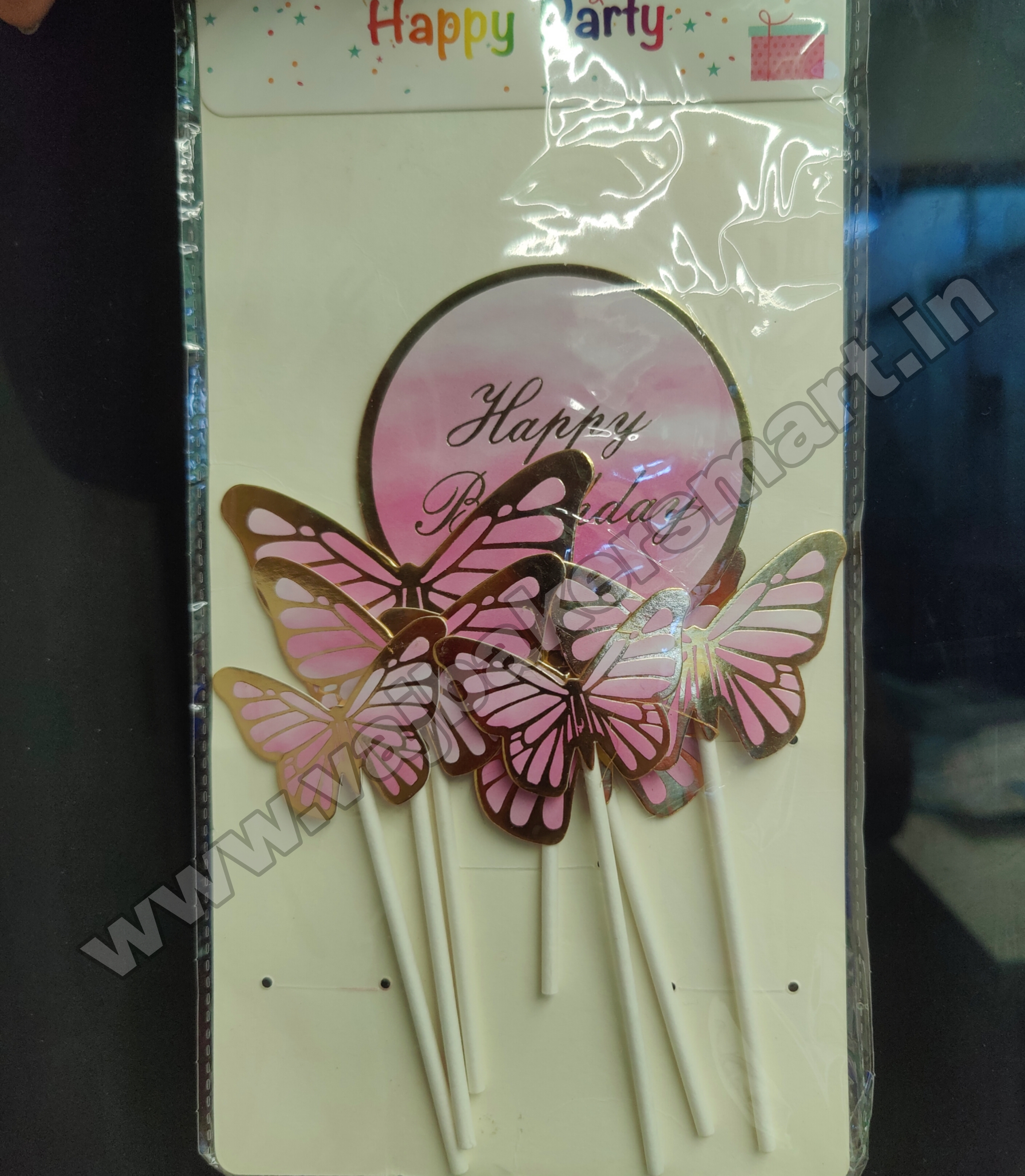 Butterfly Topper with HBD Tag (Pink)