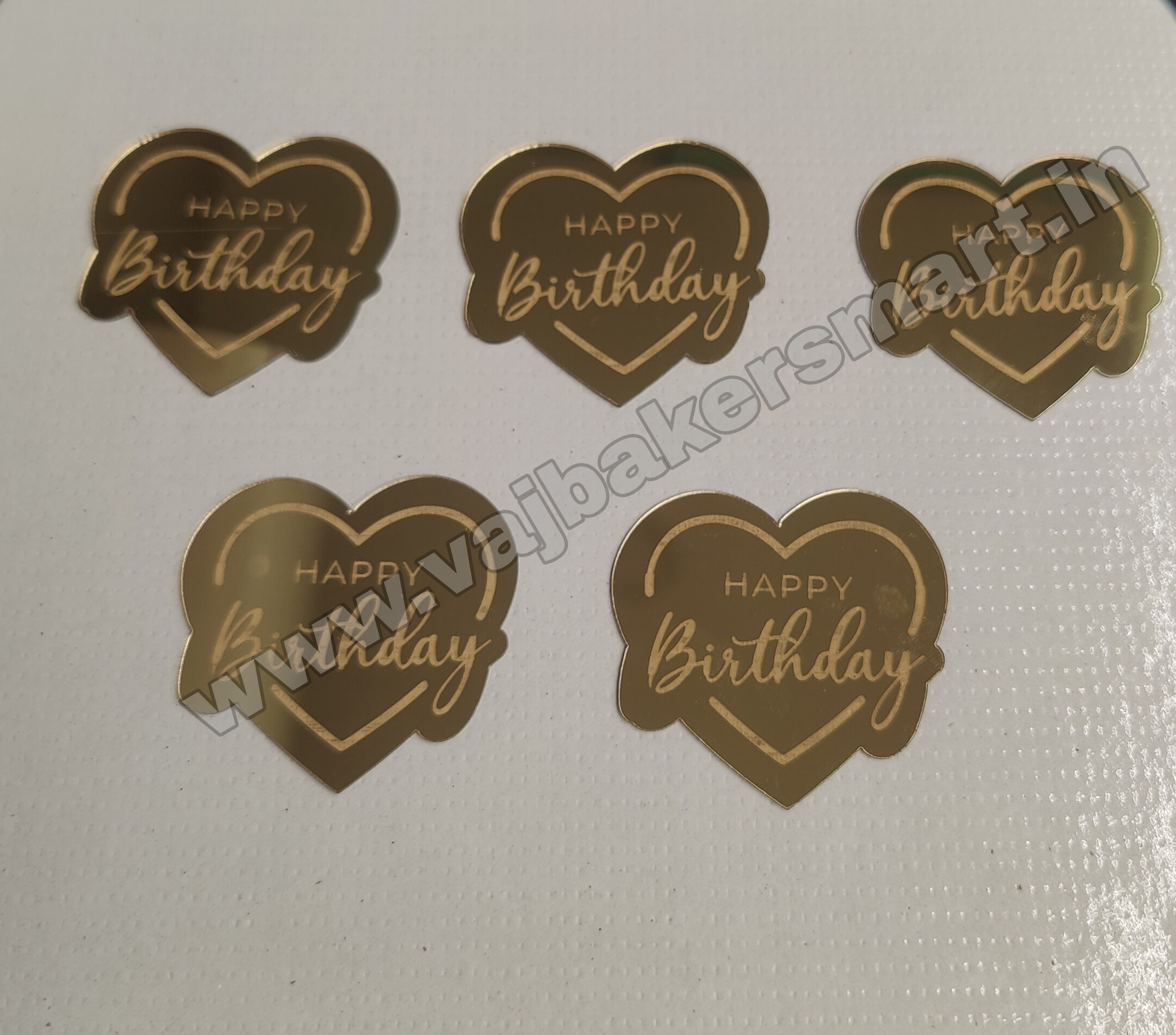 Acrylic Happy Birthday Coin Topper (5 Pcs) - Heart