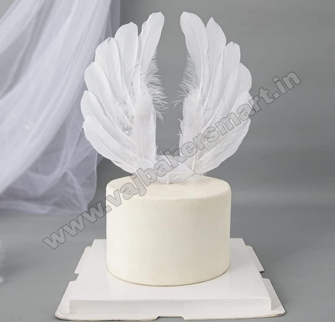 Angel Feather White Cake Topper 1Pc