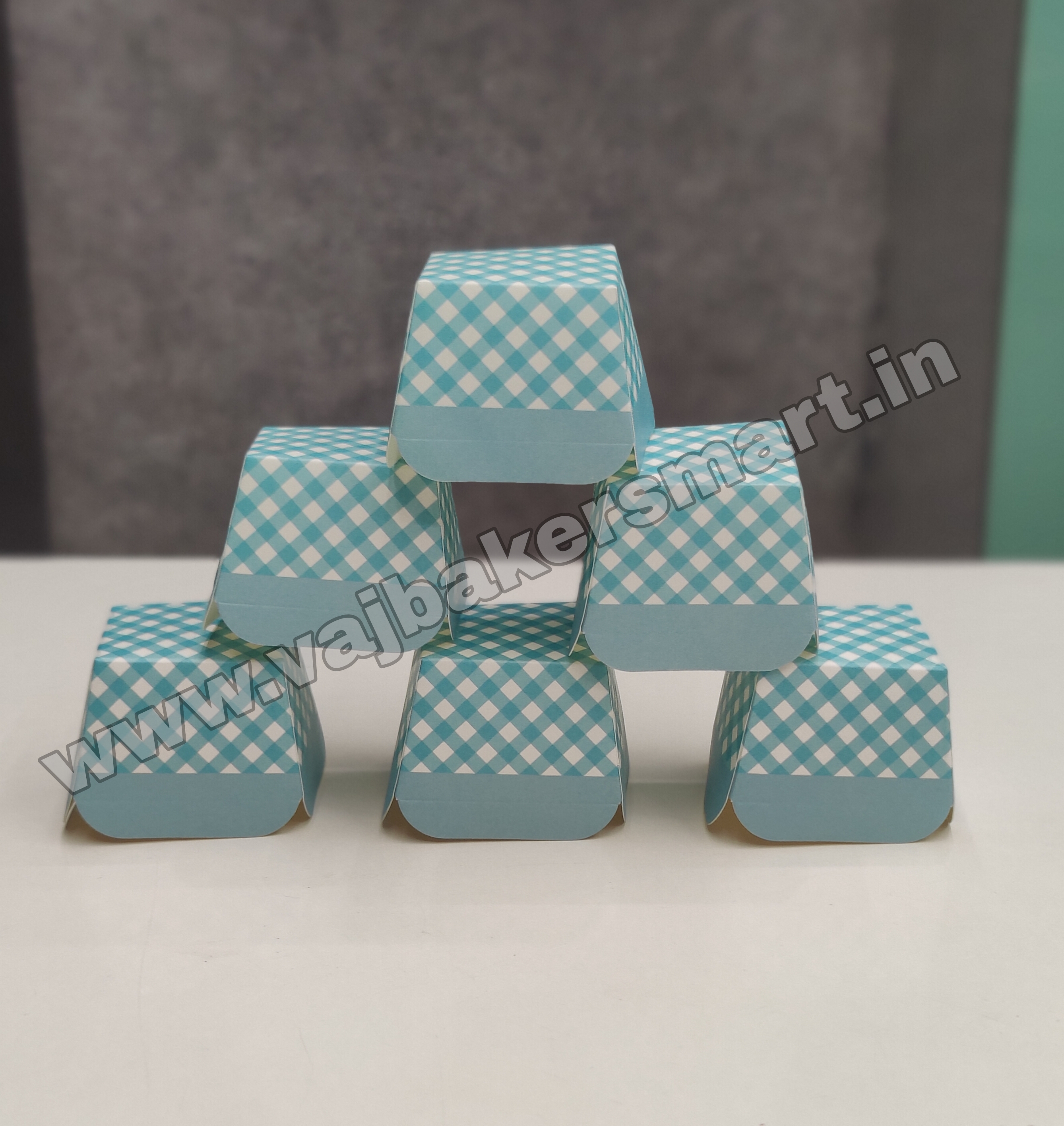Square Cup Cake Mould Blue (Pack of 6)
