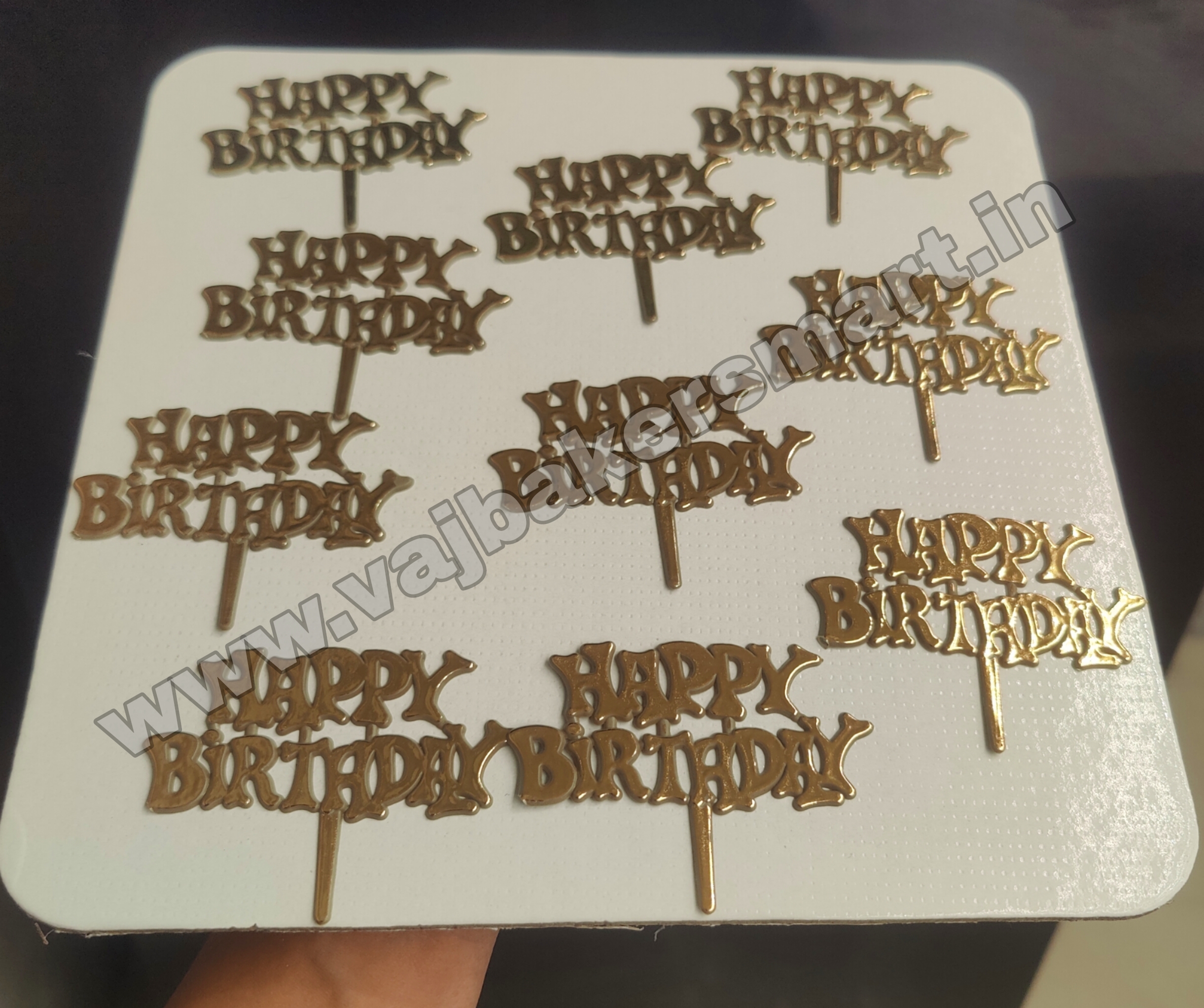 3" HBD Plastic Gold Tag (Pack of 10)