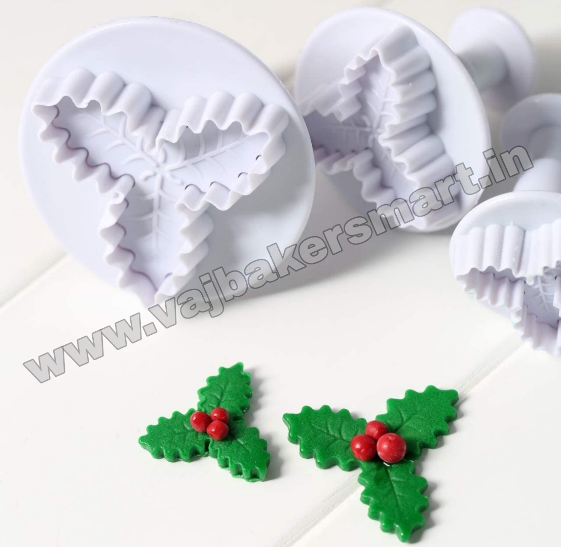 Three Leaf Holly Plunger Cutter (Pack of 2)