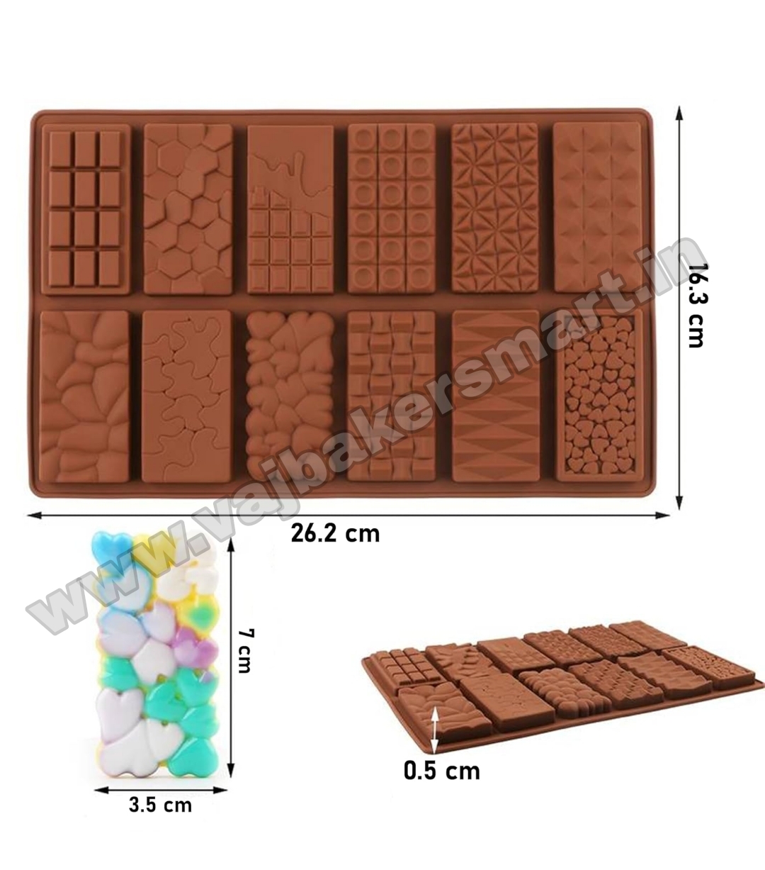 SM2 12 Cavity Silicon Chocolate Bar Mould