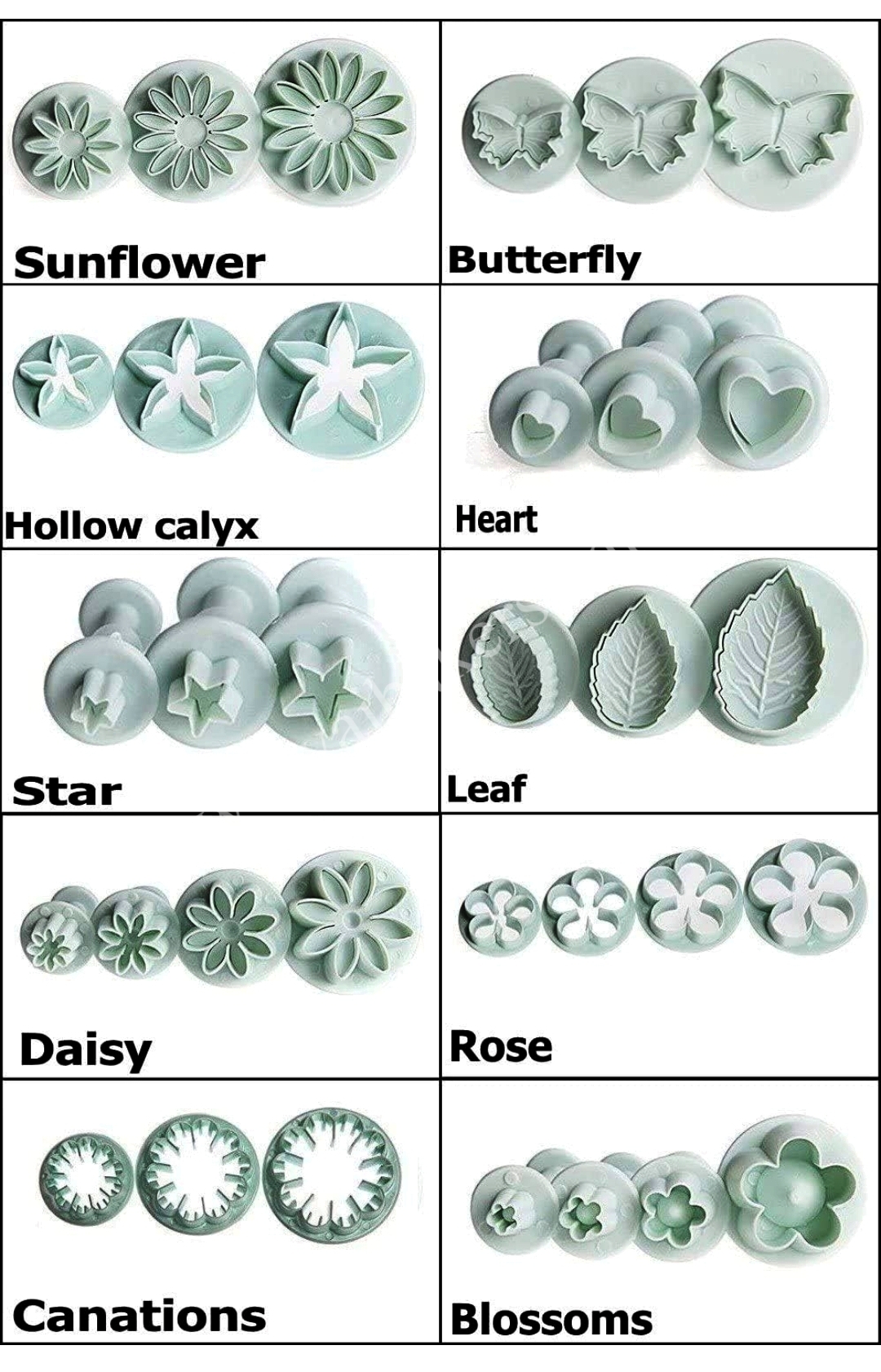 Basic Fondant Cutter Set (10 Sets - 33Pcs)