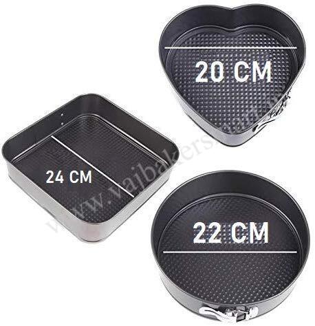 3Pcs 3Shapes Round Spring Form Mould (20cm, 22cm & 24cm)