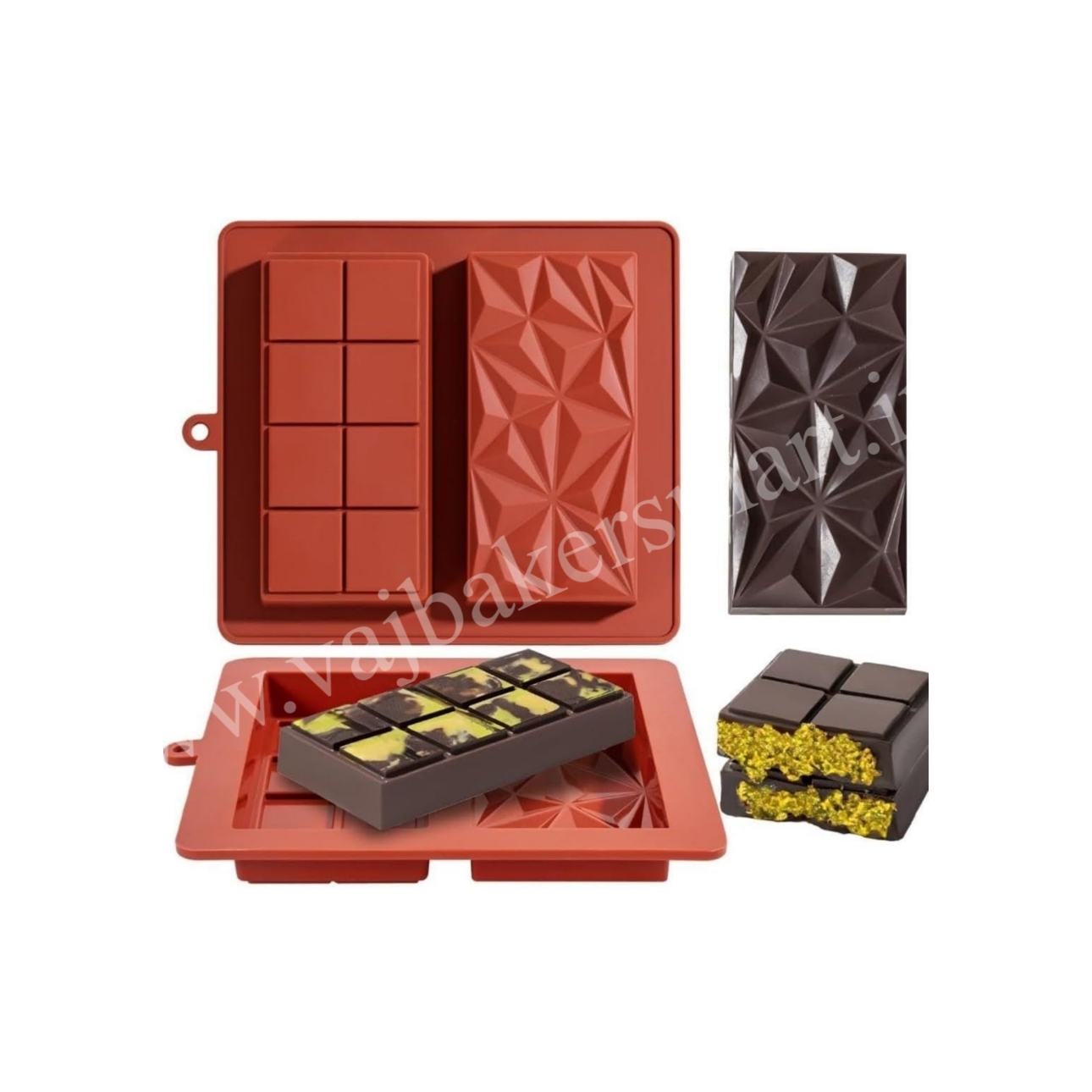 Kunafa 2in1 Design Bar Deep Chocolate Silicon Mould