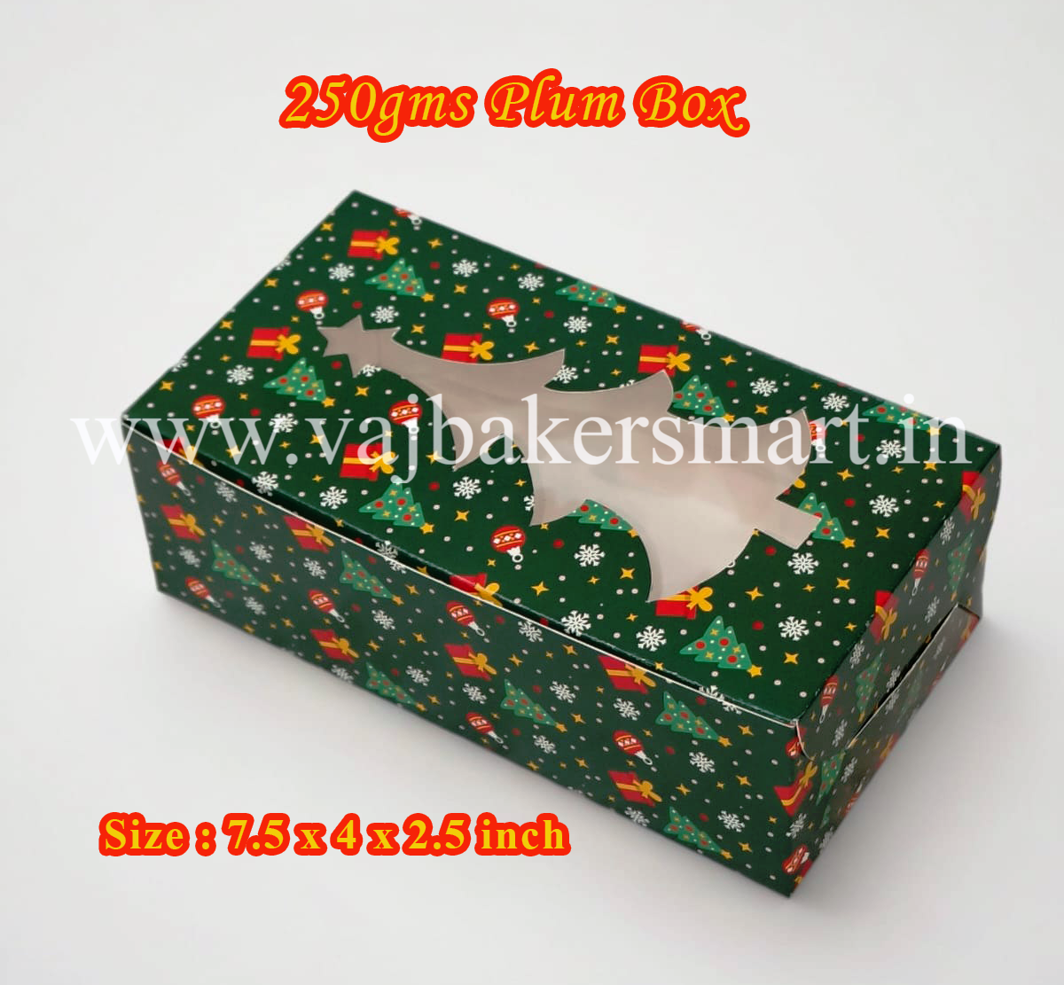 250g Plum Cake Box Rectangle Green (Pack of 5)