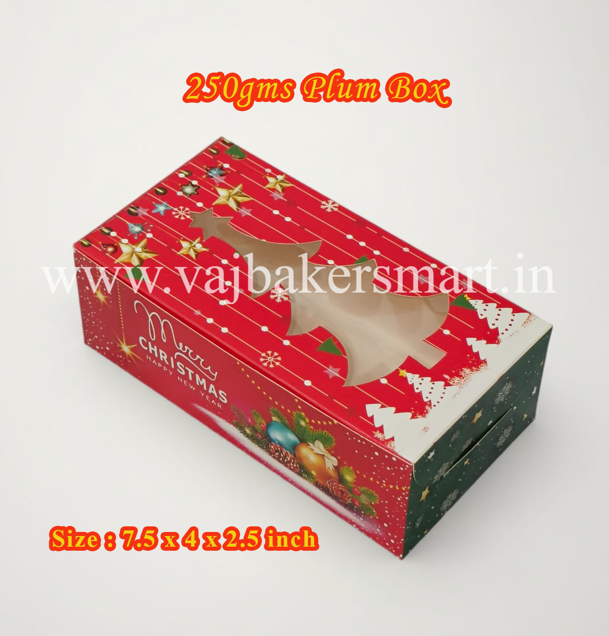 250g Plum Cake Box Rectangle Red (Pack of 5)