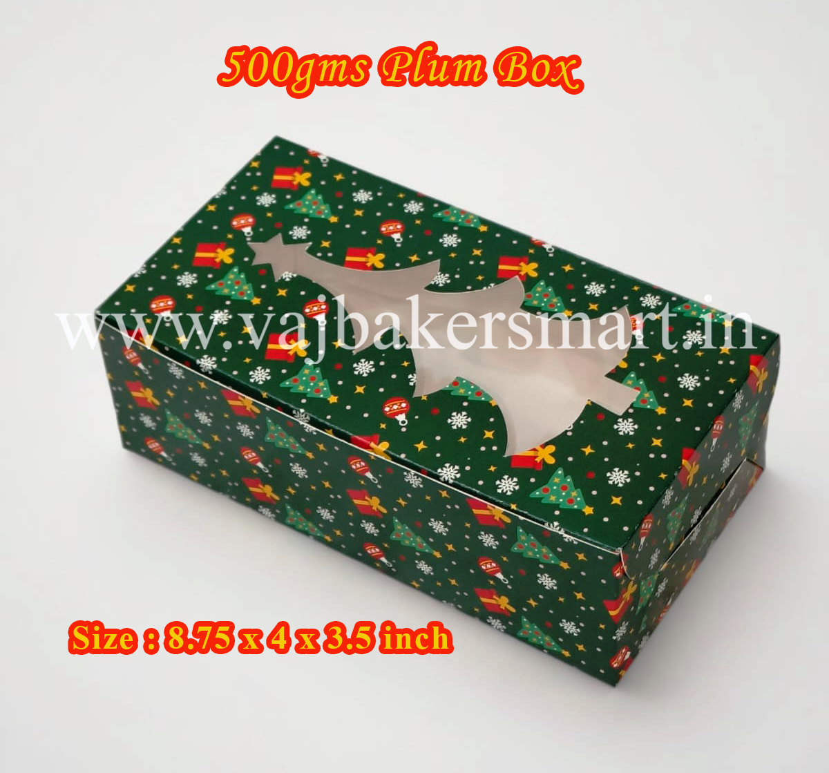 500g Plum Cake Box Rectangle Green (Pack of 5)