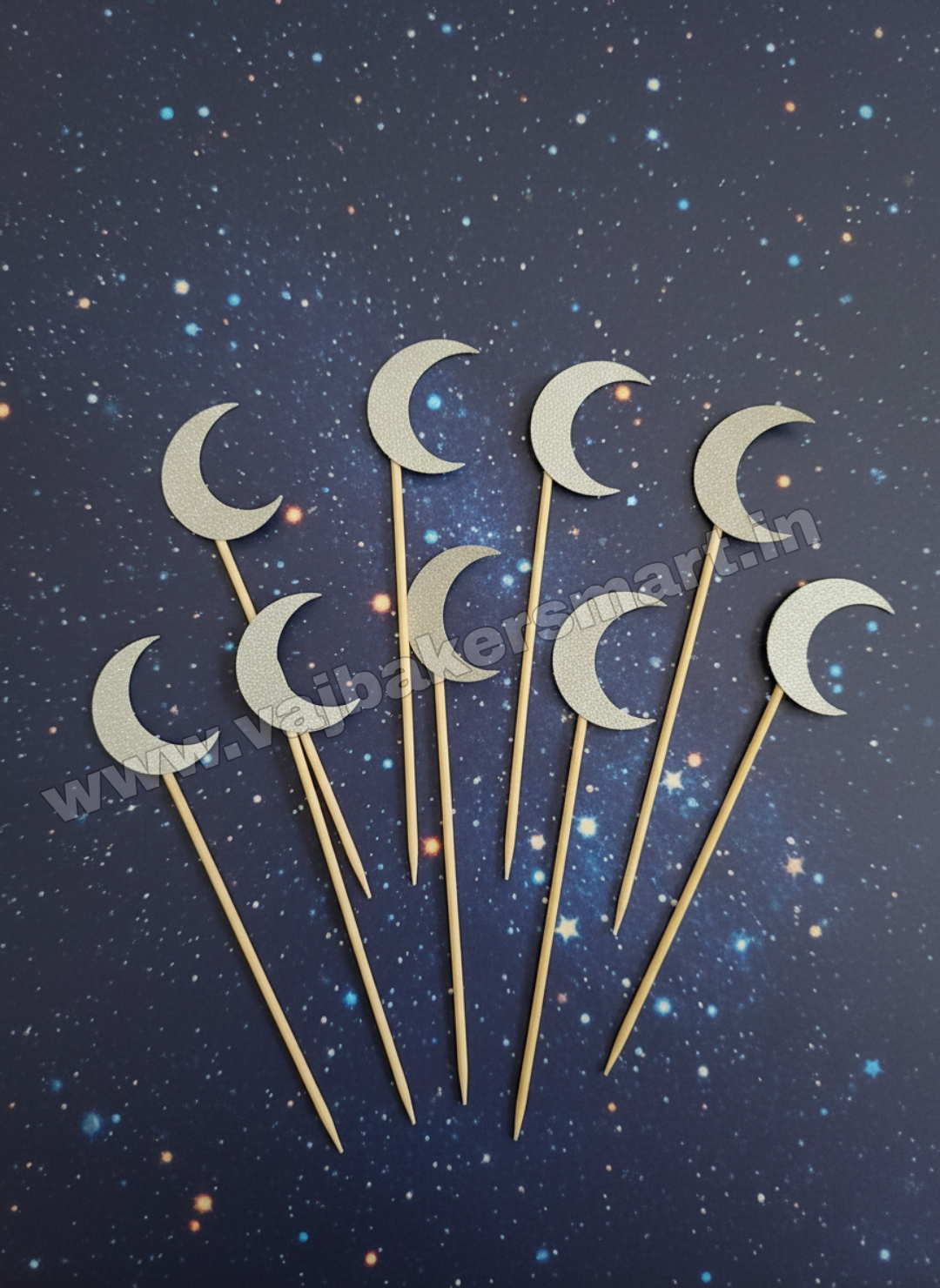 Moon Silver Glitter Paper Topper (Pack of 10)