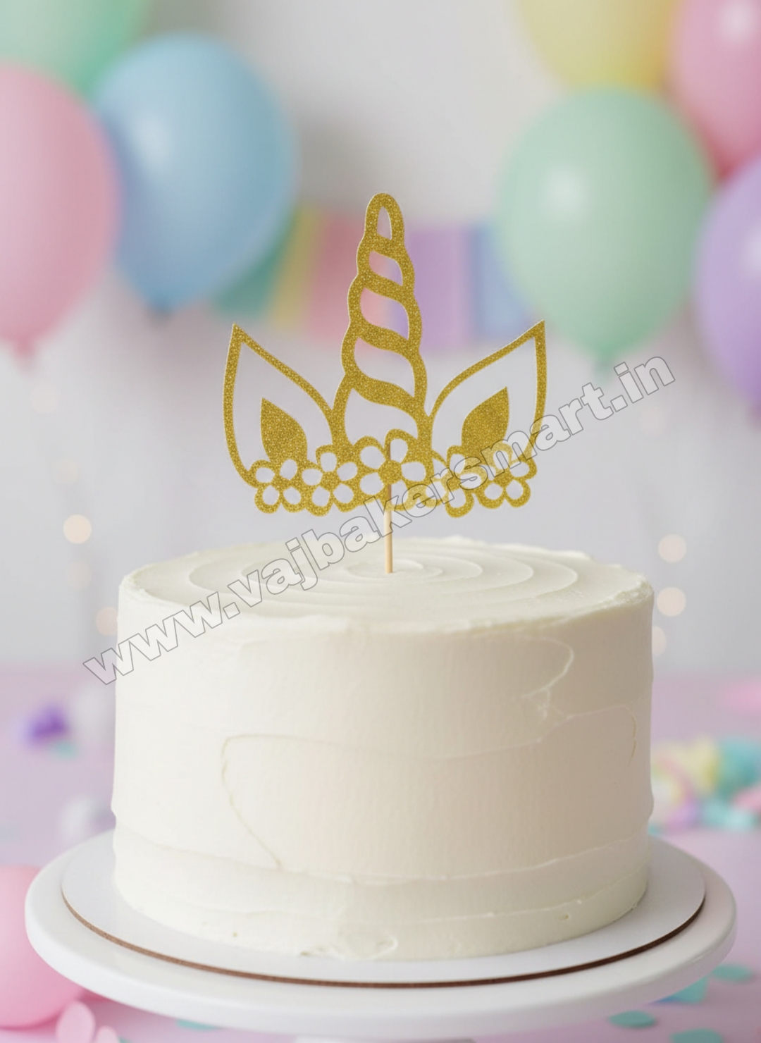 Unicorn Horn Gold Glitter Topper (Pack of 3)