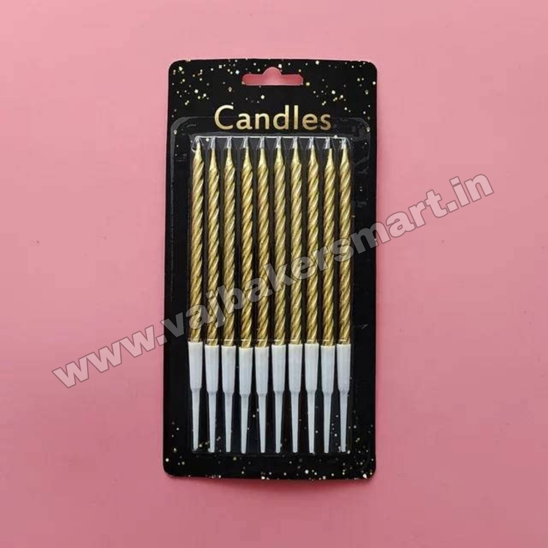 Designer Twisted Metallic Gold Candle (Pack of 10)