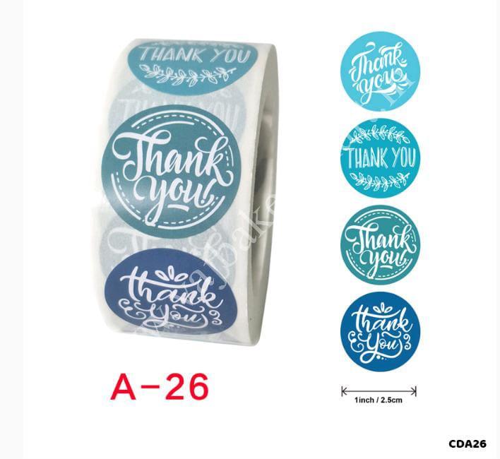 CDA26 Thank you Sticker Roll 1inch (500 Stickers)