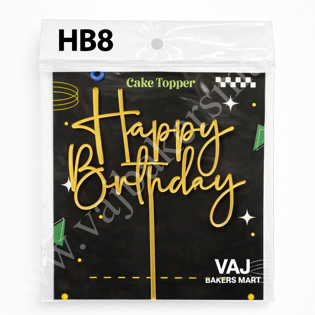 HB8 Acrylic Happy Birthday Topper